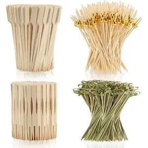 400 Count 4.7 Inch Eco-Friendly Bamboo Cocktail Picks - Fancy Toothpicks for Appetizers, Food Sticks for Party Drinks, Charcuterie Boards Accessories