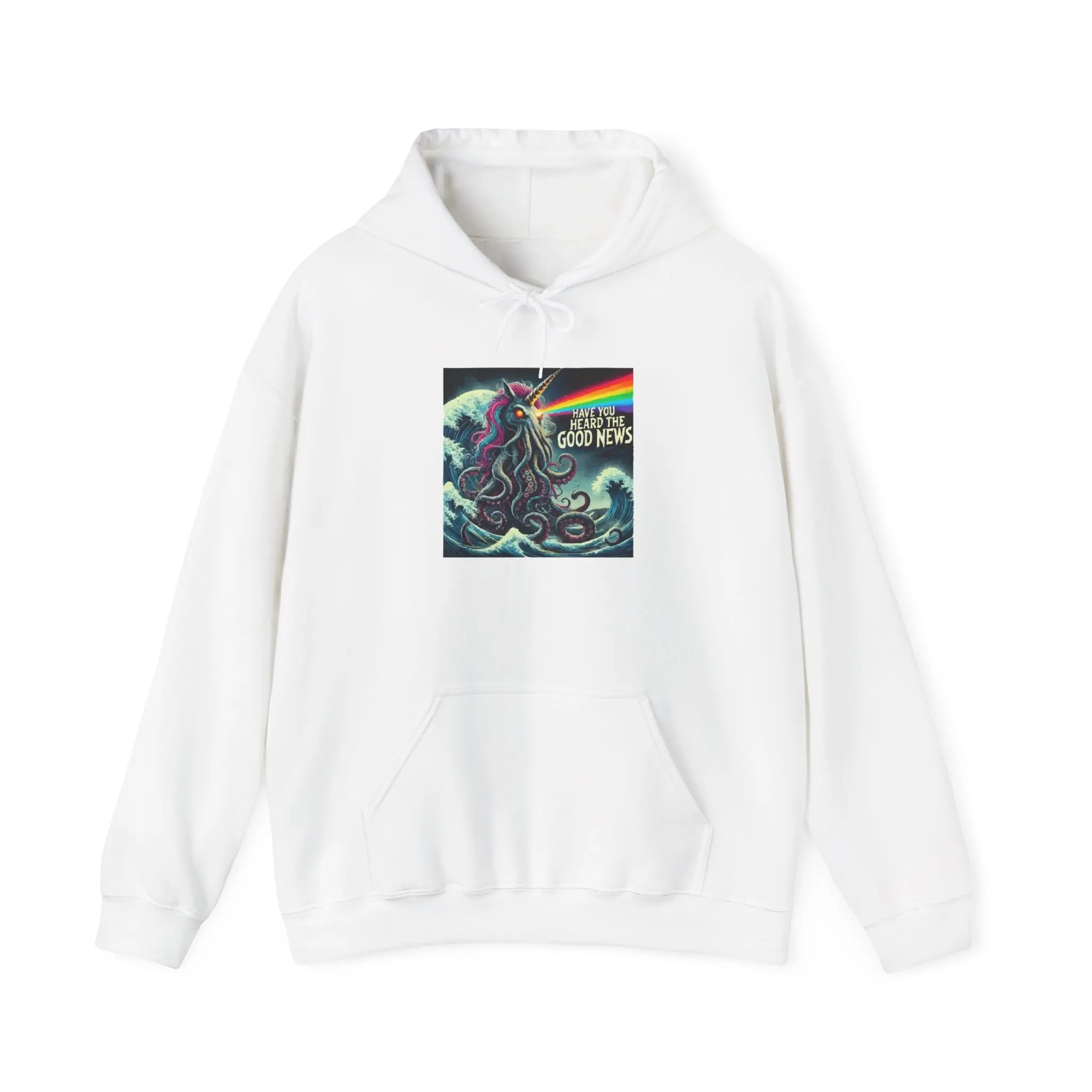 Men's Abyssal Awakening Hoodie, Rainbow Unicorn Themed Tops, Comfortable Sweatshirts, Versatile Men's Garment