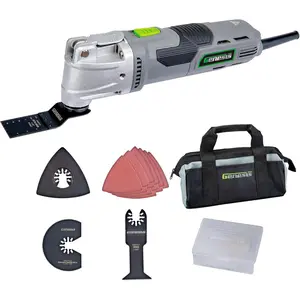 Oscillating Tool 3.5 Amp Oscillating Multi Tool with 3.7°   Oscillation Angle, 6 Variable-Speeds with 16-Piece Accessory Set, Box, Bag, and 2 Year Warranty (GMT35T)