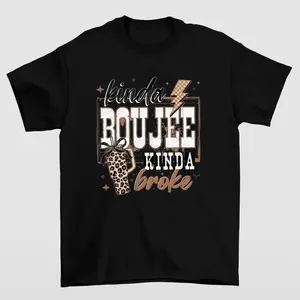 Shirt, Coquette Choco Leopard Kinda Boujee Kinda Broke T-shirt, Coquette Bow Snarky Sublimation Design, Motivation Sublimation, Antisocial Shirt Design