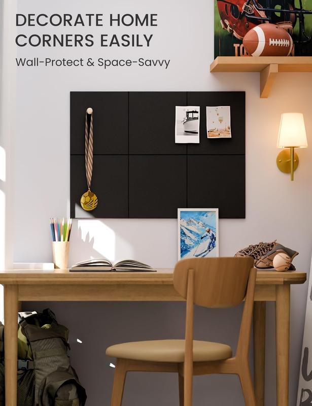 Cork board, 6 square message boards, wall decor, photo board, office decor, home decor, office supplies, school supplies, decorative items, felt message board tiles - 28"x18" cork board alternative, surface organizer board girl room accessories