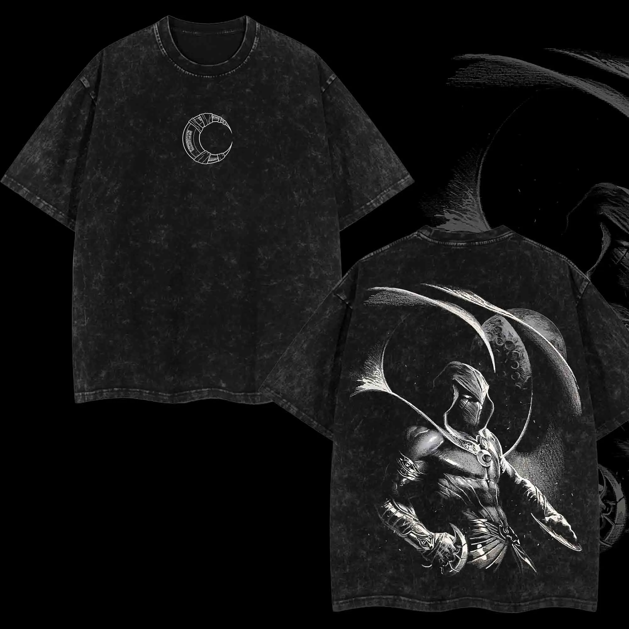 Moon Knight Marc Spector "Midnight Guardian" MCU Retro Unisex Acid Washed Hoodie, T-Shirt, Comic Edition Oversize Lightweight Retro Acid Washed Hoodie Tee TV Series Graphic Design Top Cotton Streetwear Comic Superheroes T-Shirt Clothes Menswear Womenswear