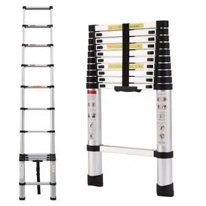10.5ft Extension Ladder Aluminum Telescoping Step Ladder Adjustable Height, Folded 2.6ft, 330lbs Max Load Capacity, EN131, Portable Extendable Ladder for Home, Office, Outdoor