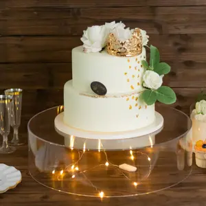 18" Round Acrylic Transparent Fillable Display Box Cake Stand, Clear Pedestal Riser With Hollow Bottom