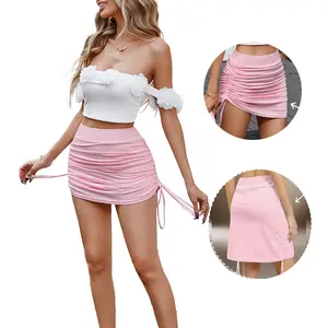Avidlove Skirts for Women High Waist Side Drawstring Stretchy Ruched Bodycon Short Mini Skirt Date Night Outfit