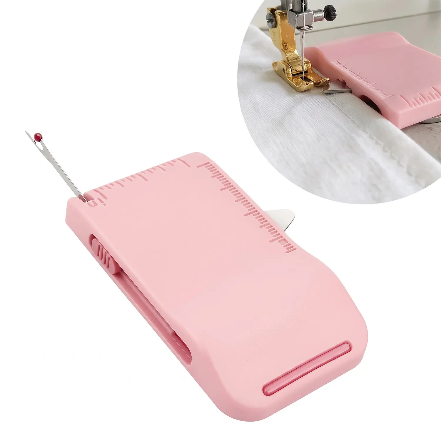 Magnetic Seam Guide for Sewing Machine, 3-in-1 Magnetic Sewing Guide with Built-In Seam Ripper & Ruler, Edge Positioning Tool for Sleeves, Cuffs, Collars & Topstitching