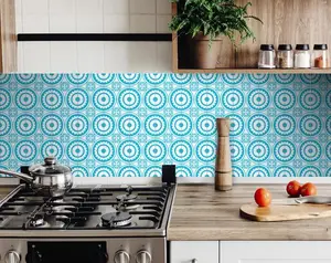 212 MAIN 5x5 in. Square Size Aqua Removable Peel & Stick Tiles, Coastal Home Decor for Indoor Use
