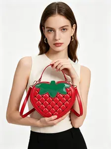 New Strawberry Shape PU Bag, Cute Handbag, Fashion Shoulder Crossbody Small Bag for Women, Stylish and Trendy Accessory