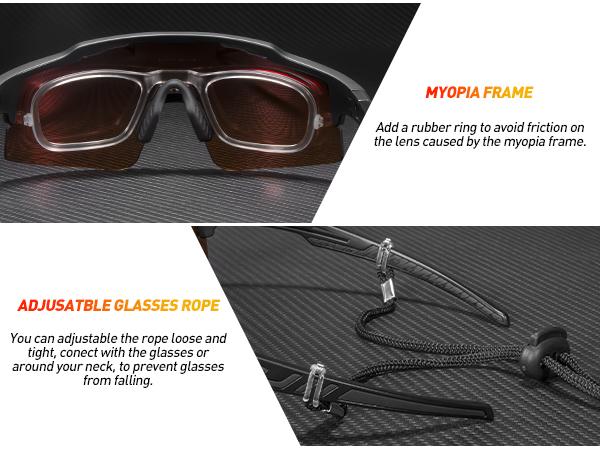 KAPVOE Polarized Cycling Glasses Sports Sunglasses for Men Women, UV400 MTB Bicycle Mountain Bike Glasses with 3 Lenses