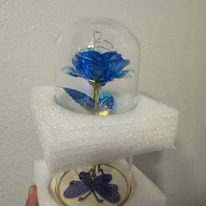 DEEMEI Birthday Gifts for Women Eternal Flower Light Up Galaxy Rose in Glass Dome with Butterfly Valentines Day Gifts for Her Mom Girlfriend Daughter