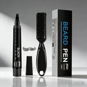 Black Beard Filling Pen Kit - Waterproof, Sweat-Resistant Formula for Natural-Looking Stubble & Defined Facial Hair, Non-Smudge Defining Tool