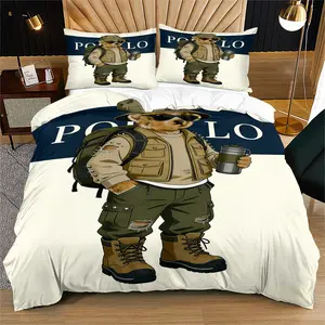 Bear Print Bedding Set, Bear Print Design, Includes 1 Quilt Cover and 1 or 2 Pillowcases, Excludes Quilt and Pillow Inserts, Suitable for Bedroom or Dormitory Bedding Sets, Ideal for Gifting or Personal Use