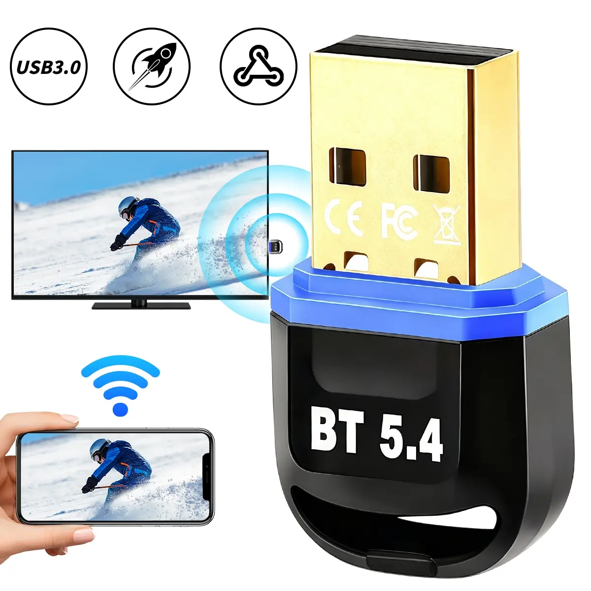 USB Bluetooth Adapter for PC, Bluetooth Dongle Receiver EDR & BLE, Plug & Play for Windows 11/10/8.1, Stable Connection, Bluetooth Technology, for Headphone/Keyboard/Mouse/Speakers/Printer