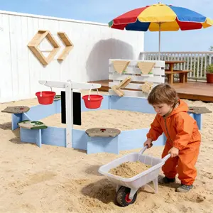 Aobtkel Kids Picnic Table w/Height Adjustable Umbrella,Indoor & Outdoor, Sand & Water Table for Garden, Backyard, Patio, dealsforyou，Children’s sandbox, sand play area. Protective padding suitable for children aged 3 to 8, perfect for use in backyards.