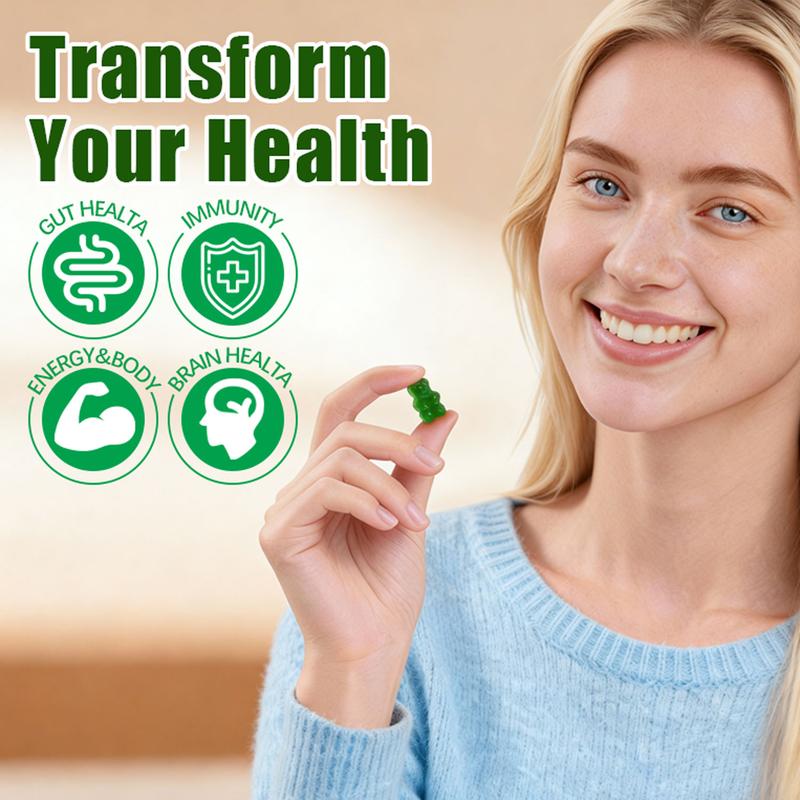 Duwzgu VerveCore Adult Sugar-Free Super Green Fruit Gummies - Healthy Super Vitamin Fruit Sticks with Spirulina, Chlorella, Fiber, Prebiotics & Adaptogens for Digestion & Calm, 20 Vitamins