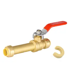 10-Pack 1/2" Push Fit Slip Ball Valve, Red (Lead Free)