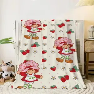 Soft Funny Throw Blanket Strawberry Shortcake Microfiber Blanket King Size Designer For Sofa Luxury Home Interior Blankets For Adults Knee