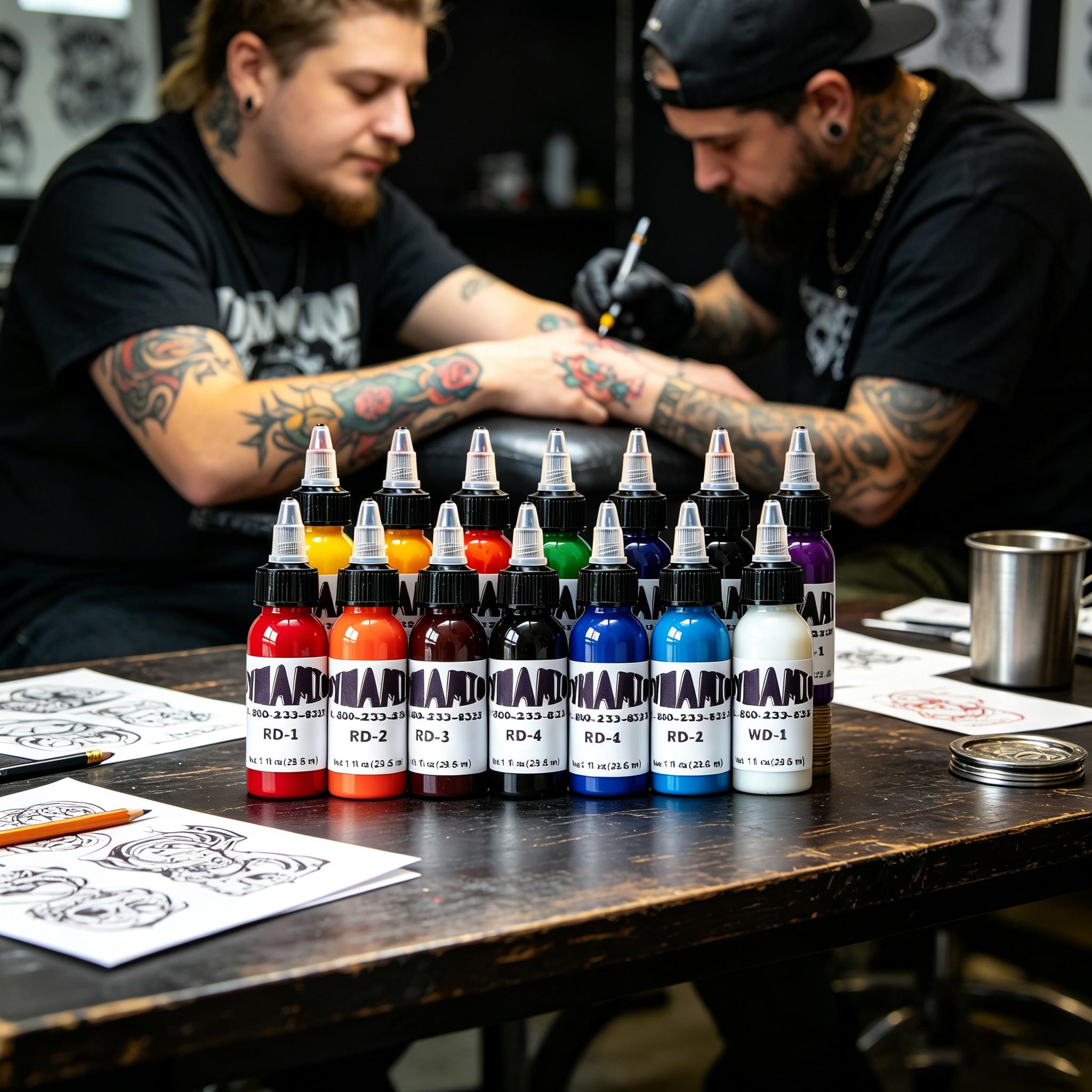 14-Color Vegan Prepared Tattoo Ink Set, 1oz Bottles, Fade-Resistant Vibrant, Smooth Consistency Supplies for Adult Artists, Multi-Style All Skin Types US-Popular Kit