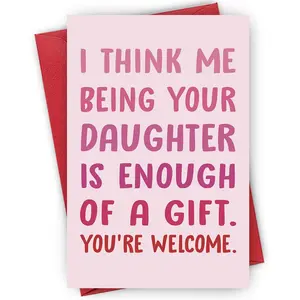 Birthday Card with Envelope, Funny Birthday Gift Card, Greeting Card From Daughter, Thank You Cards, Birthday Gift for Dad Mom, Durable Card, Positive Message Card, Custom Message Card