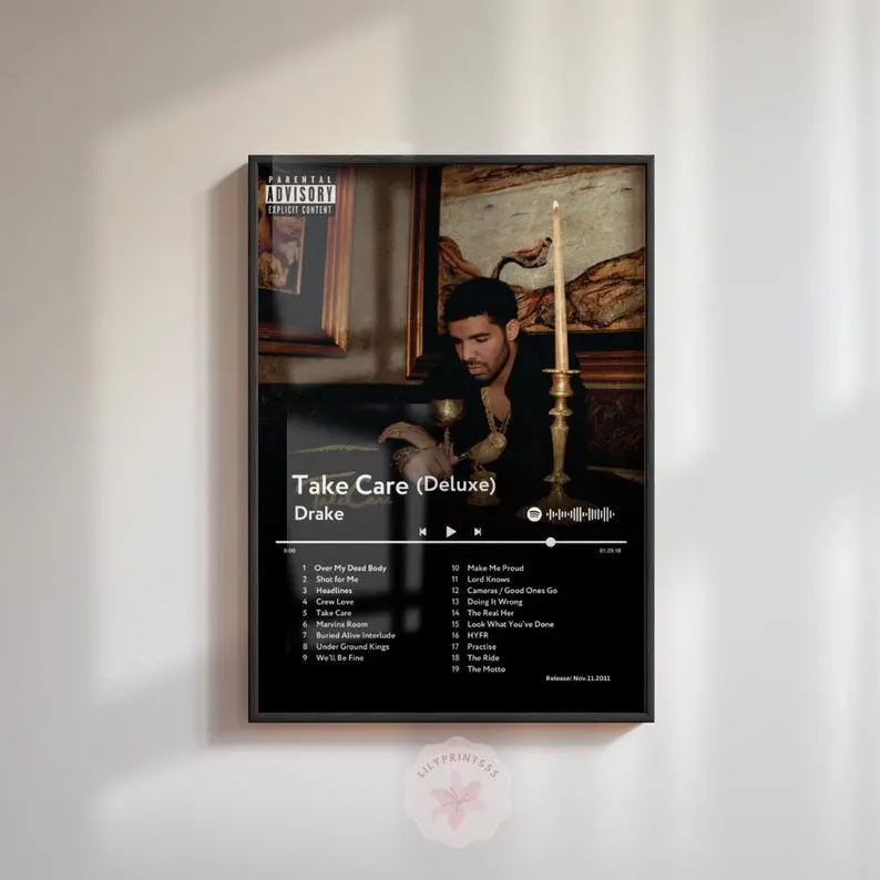 Drake Bundle 3 pieces to choose from Album Cover Posters UNFRAMED For All The Dogs Decor Decoration frameless canvas Wood Grain Print Gifts