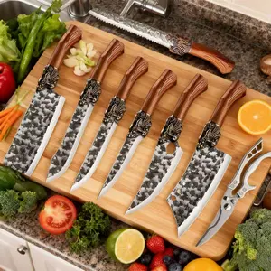 Thickened stainless steel kitchen knife, 8 pieces, professional kitchen knife set, lion handle design, V-shaped blade, suitable for home kitchen, hotel use, gift for parents Kitchenware Cutting Kitchenware Cutting Cooking