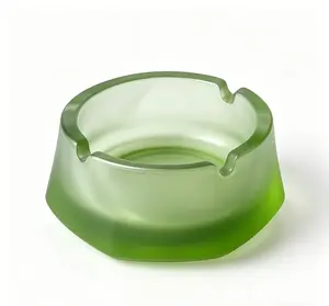 Luxury Matte Frosted Geometric Minimalist Art Glass Ashtray - Cute Soft Green High-End Niche Design, Home & Office Decor for Smokers