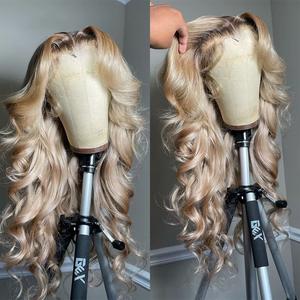 13x6 Ombre Highlight Ash Blonde Lace Front Wigs Human Hair 180% Density Ash Blonde Body Wave Lace Frontal Wigs For Black Women 13x6 Lace Front Wig Pre Plucked With Baby Hair