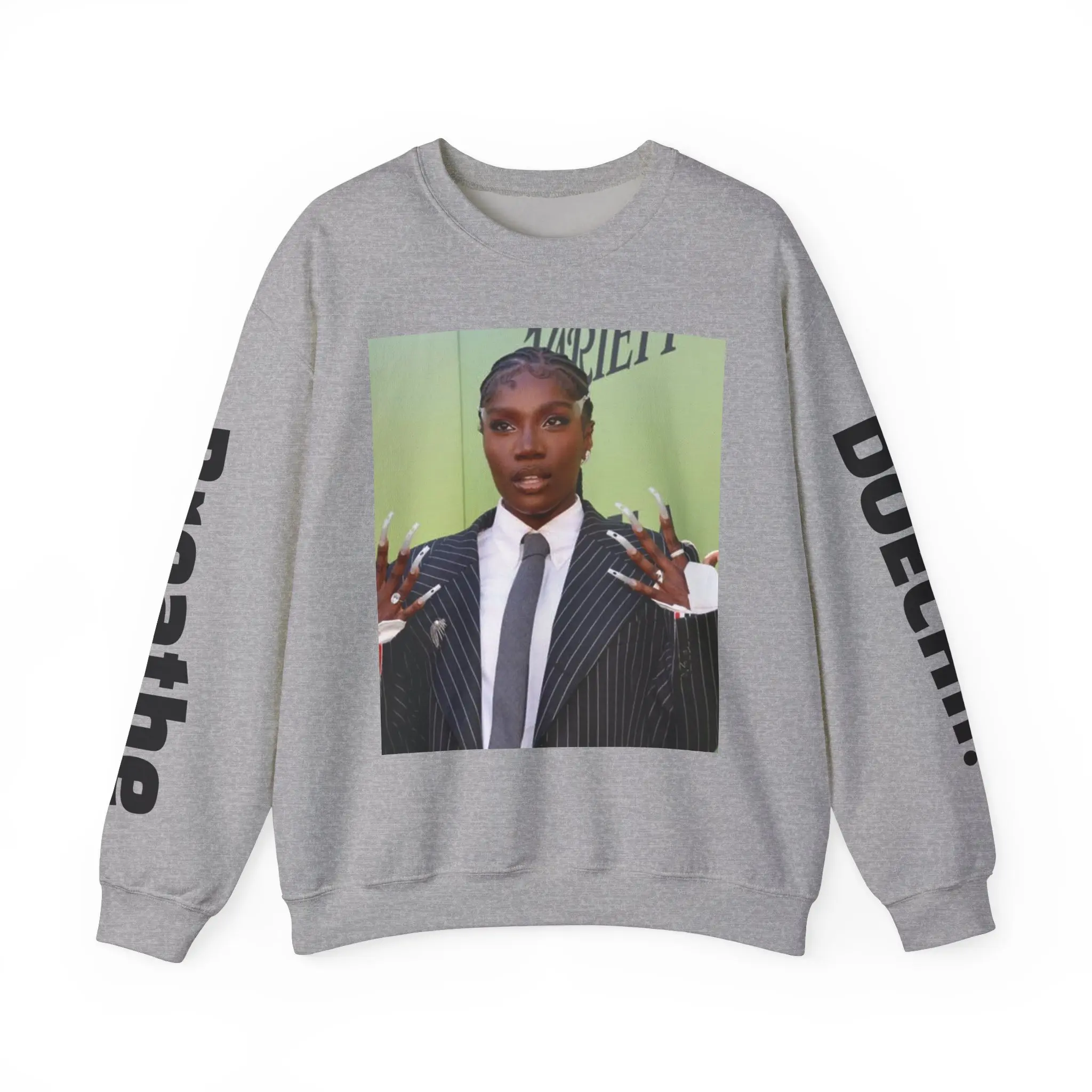 Empowering Breathe Graphic Crewneck Sweatshirt | Unisex Fashion, Casual Wear, Gift for Her, Self-Care Apparel, Statement Sweatshirt Fabric Knit Menswear Stylish