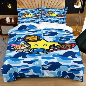 Big Mouthed Playful Monkey Pattern Duvet Cover Set, Suitable For Indoor Decoration With Warmth And Love, Suitable As a Moving Or Valentine's Day Gift, Includes 1 Duvet Cover And 1 Or 2 Pillowcases, Excluding The Duvet Core And Pillow Core, Bedding Sets