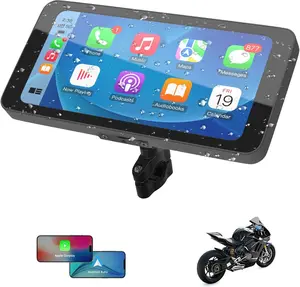 Motorcycle CarPlay & Android Auto, 6.5 Inch Wireless Carplay Screen with GPS Navigation, IP67 Waterproof Touchscreen, Bluetooth, Portable Screen for Motorbike, Dual Bluetooth, Siri, Google Assistant