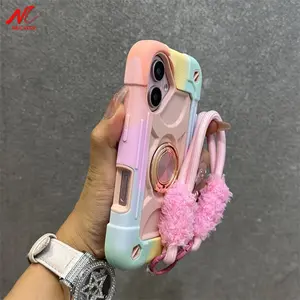 Luxury Heavy Duty Ring Holder Lanyard Case for iPhone 17 ProMax 16e PC TPU Armor Cover for iPhone 11 12 13 14 15 16 Pro Max Plus