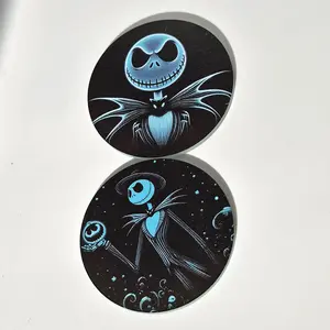 Spooky Jack-Inspired Acrylic Car Coasters – Nightmare Style (Set of 2)