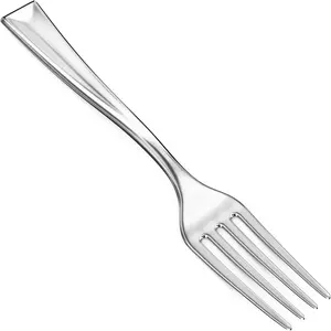 Super Elegant BPA Free 400ct Plastic Tasting Forks Mini Cocktail Sampling Fork Set for Hors D'Oeuvres Appetizers Shrimp Seafood Durable Recyclable 4 Tine Utensil with Stainless Steel Look