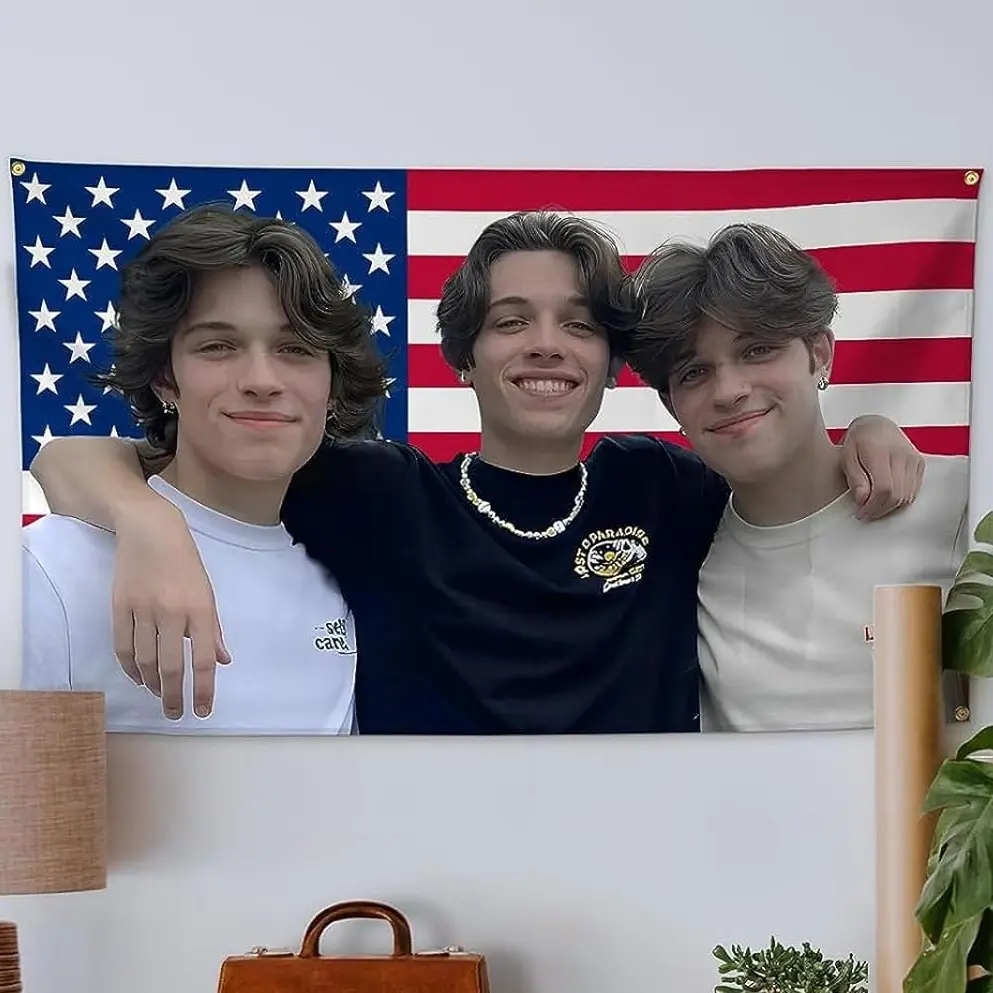 Sturniolo Triplets Iconic American Flag Tapestry, 3x5 Ft Patriotic Home Decor - Durable Weatherproof Indoor/Outdoor Wall Art, Chris Sturniolo Themed Funny Pride Gift, Family, Friends