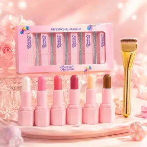 3-in-1 Makeup Stick Set - Blush, Contour, Concealer Kit with Brush for Natural Finish， Cosmetic
