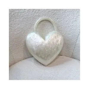 Eve’s Apparel & Accessories Heart-Shaped Pearl Resin Handbag – Women’s Evening & Special Occasion Statement Purse