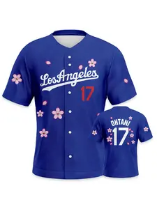 Shohei Ohtani Men's #17 Baseball Jersey Top, Sports Jersey, Athletic Tops, Cherry Blossom Print Design, Perfect Gift for Baseball Fans