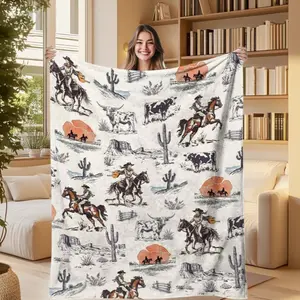 Western Blanket, Soft Cowboys Blanket For Young Adults, Cozy Flannel Western Throw Blanket,  Gift Cowboys Throw Blanket For Couch, Bed,Soft And Comfortable Thin blanket