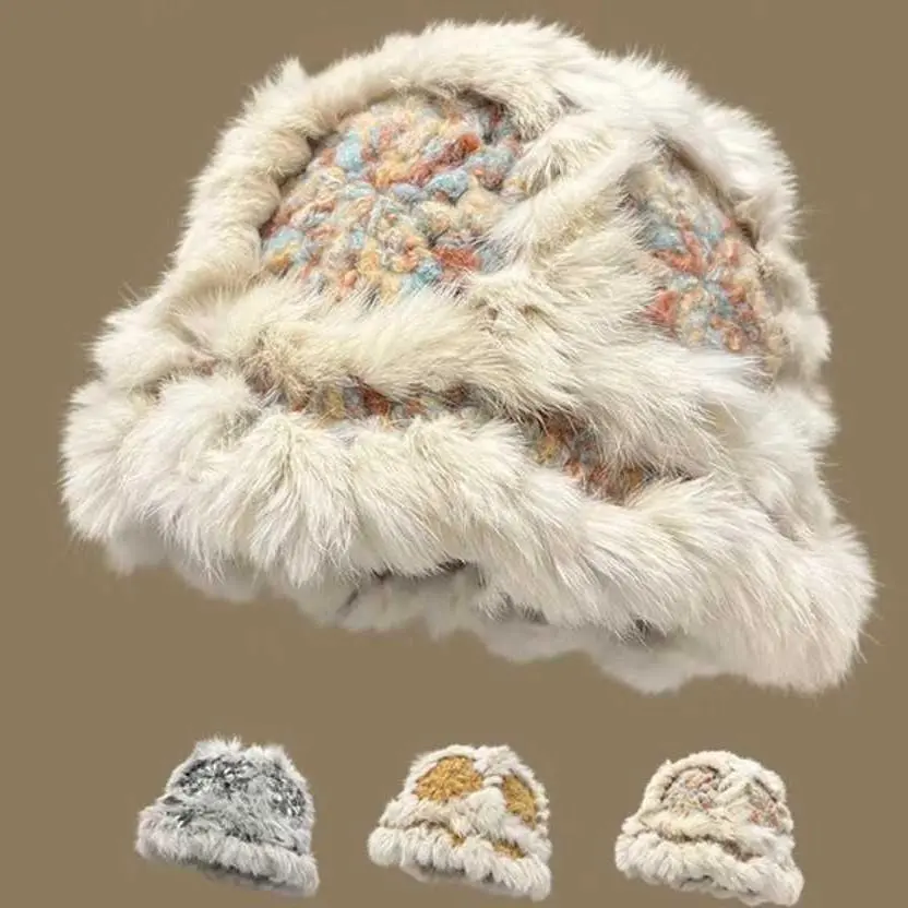 New Dancing-Lion Hat for Women Winter Plush Warm Hat Thickened Warm Ear Protection Fisherman Hat