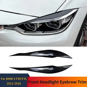 2PCS For BMW 3 Series F30 F31 F35 2012-2018 Headlight Eyebrow Eyelid Cover Trim ABS Glossy Black Tuning Accessories Body Kit