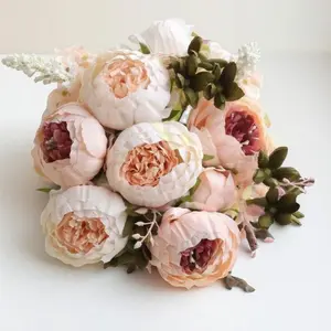 Artificial Peony Bouquet, 1 Bouquet Faux Peony Flower Bouquet, Decorative Flowers for Home Party Wedding, Home Decor Supplies, Fruit