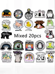 20pcs Cute Randomly Mixed Enamel Brooch, Fun Backpack Clips Aesthetic Tie Clips Set, Various Enamel Pins for Bags Hats Accessories