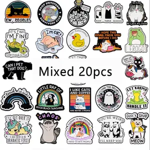 20pcs Cute Randomly Mixed Enamel Brooch, Fun Backpack Clips Aesthetic Tie Clips Set, Various Enamel Pins for Bags Hats Accessories