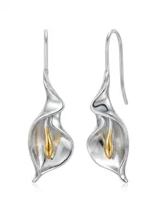 Calla Lily Drop Earrings, Dual Color Geometric Design, Low Allergy, Boho Style, Copper Chain, Perfect for Weddings and Daily Wear