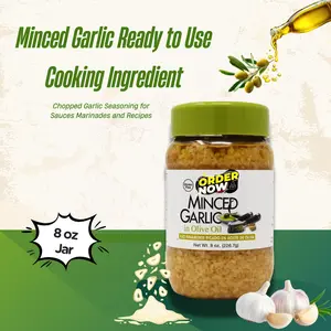 Chopped Garlic in Jar, Easy Cooking Seasoning, Ready to Use Ingredient, Kitchen Staple, 8 oz