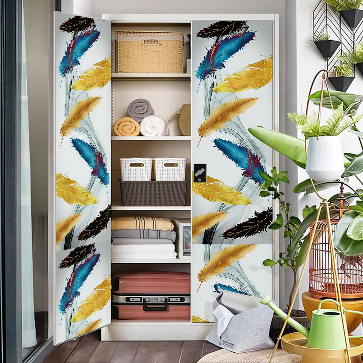 Feather Pattern Magnetic Wallpaper, 1 Count Removable Waterproof Magnetic Wall Sticker, Home Decor for School Office Wall