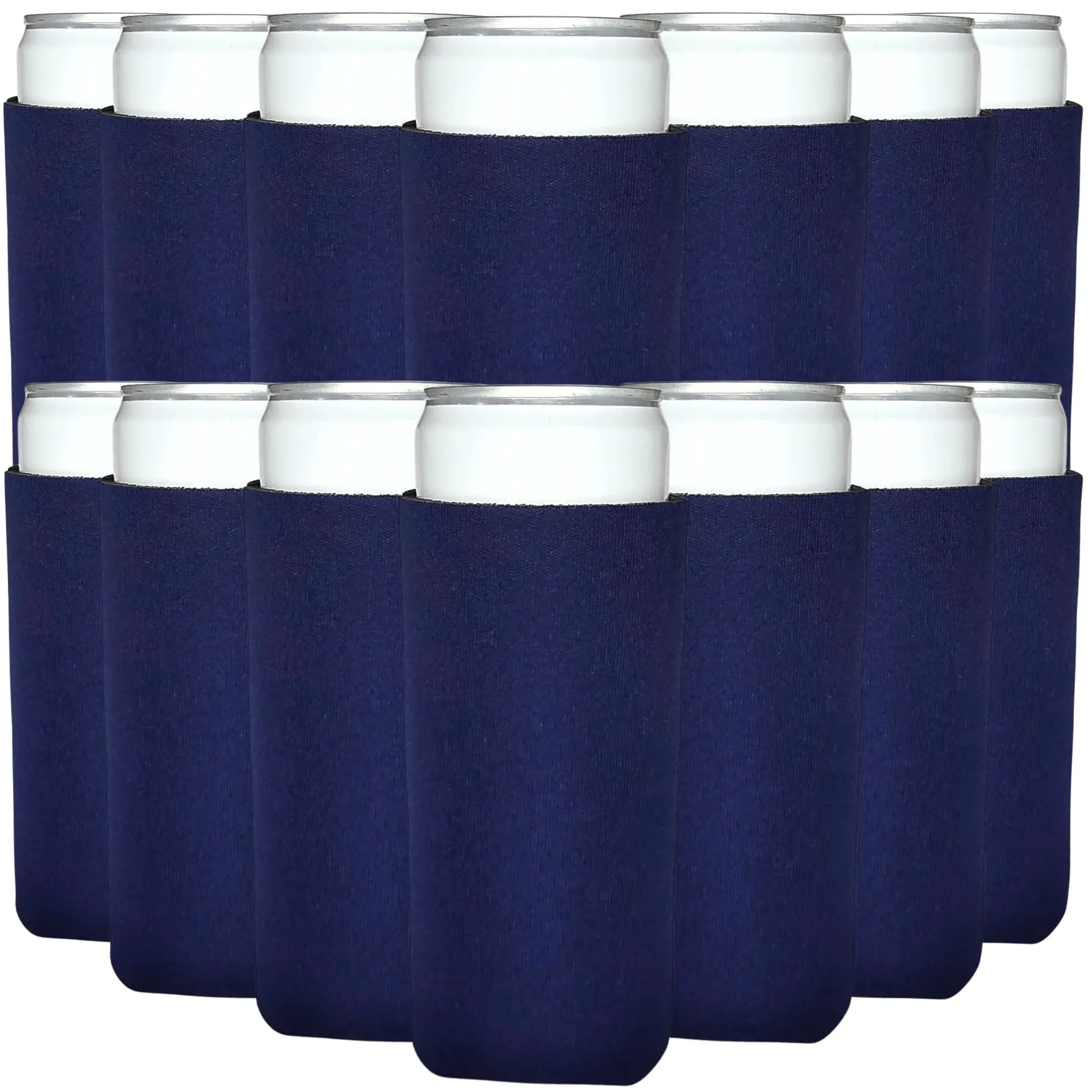 TahoeBay Slim Can Cooler Sleeves in Bulk, Blank, 50-Pack, Navy Blue
