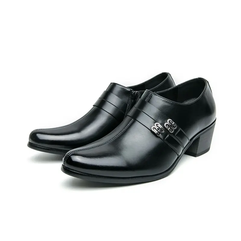 1 Pair of Men Shoes Men Loafers PU High Heels Pointed Business Casual Men Shoes Business Style Shoes