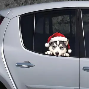 1PC Christmas Husky Creative Car Sticker, Car Decals for Car Body, Motorcycle Decoration, Notebook, etc., Create Cute Pet Festival-Styled Items, A Must for Pet Enthusiasts & Personalized Car Owners, Help Your Car Show Unique Christmas Cute Pet Taste