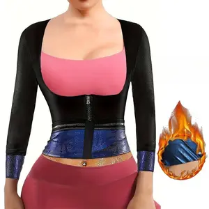 Sauna Suit For Women Sweat Jacket Long Sleeve Body Shaper Fitness Zipper Workout Shirts Waist Trainer Size Shapewear shop